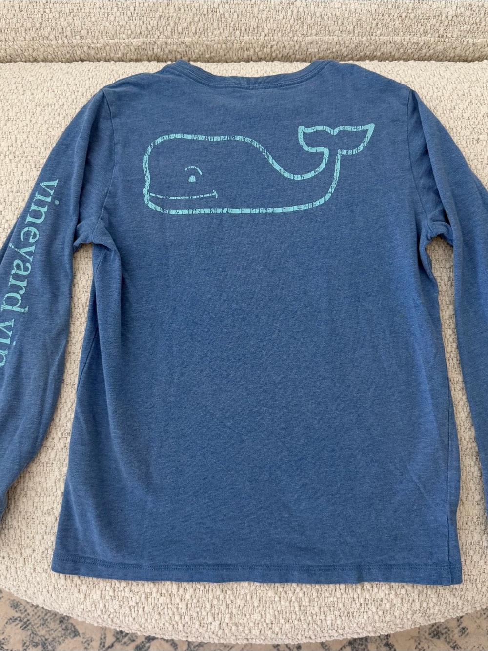 Vineyard Vines long sleeve shirt boys blue whale logo S preppy classic